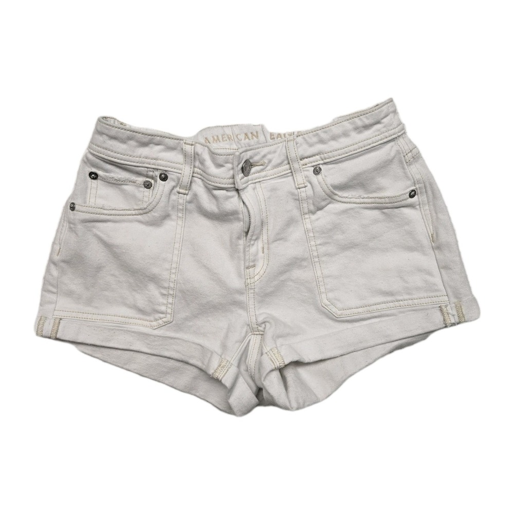 American Eagle Shorts Cuffed Denim Cotton Stretch Womens 00 White Casual Mom